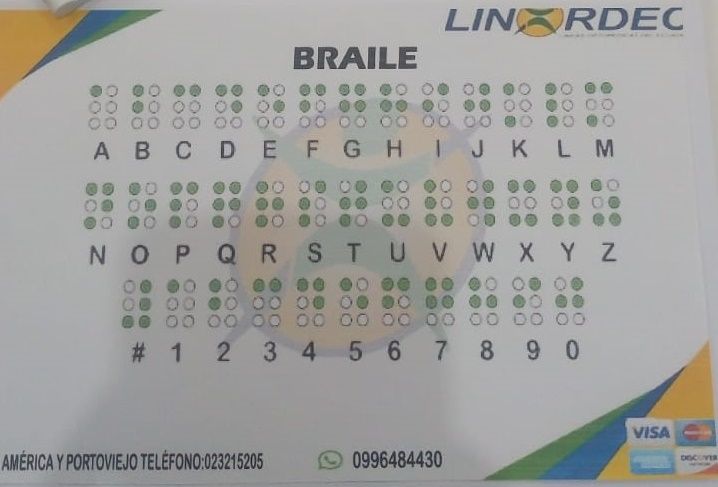 Hojas de Escritura Braille - Tiflológicos LINORDEC Ecuador